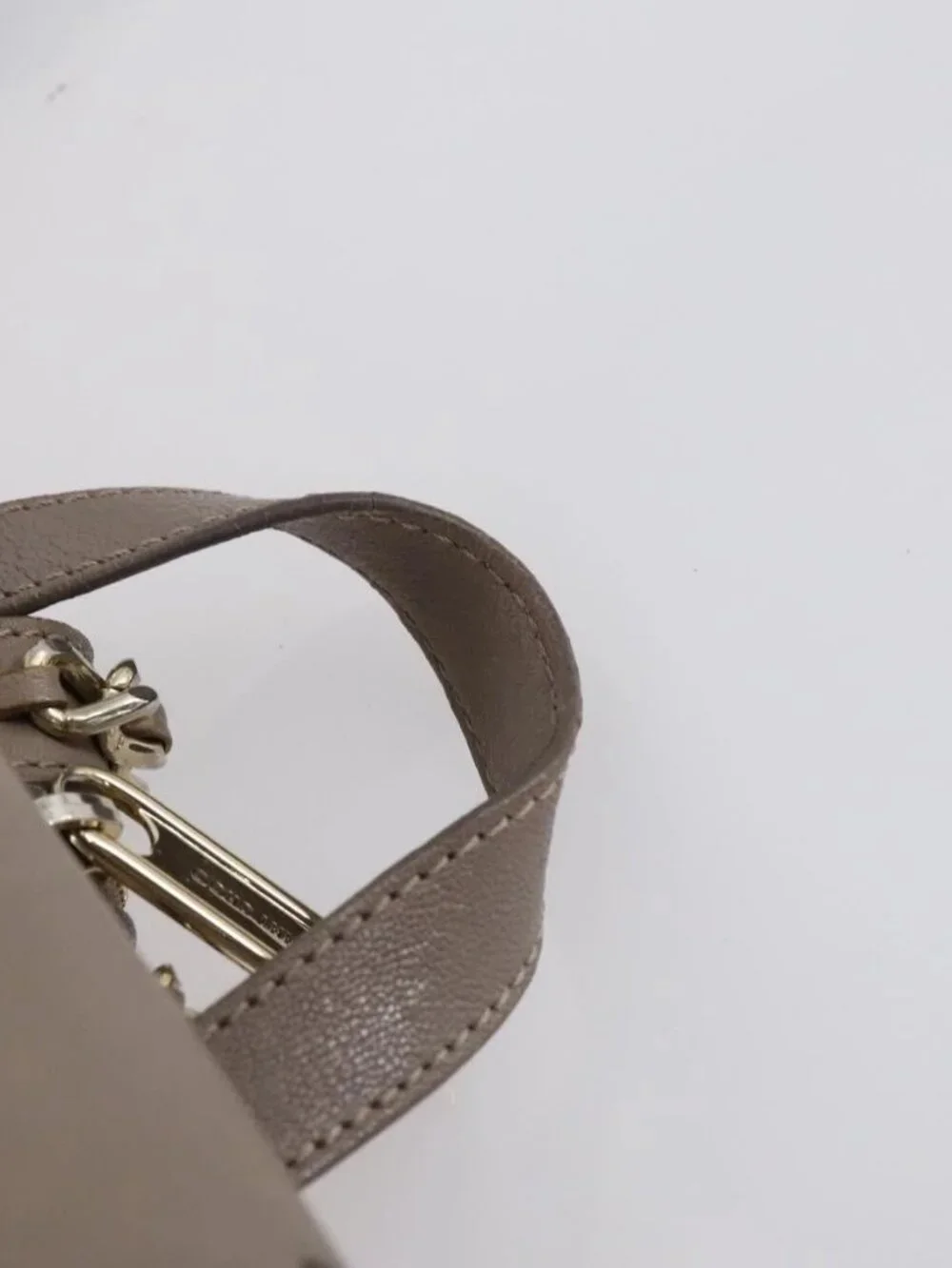 Jimmy Choo Studs Backpack Leather Beige Gold Auth BA7708 - Picture 9 of 16